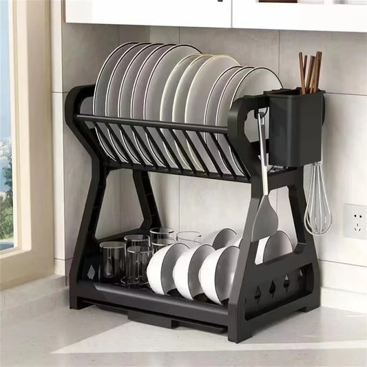 Escorredor de Louças Premium EliteRack™ 2 Andares - Cozinha Organizada e Elegante