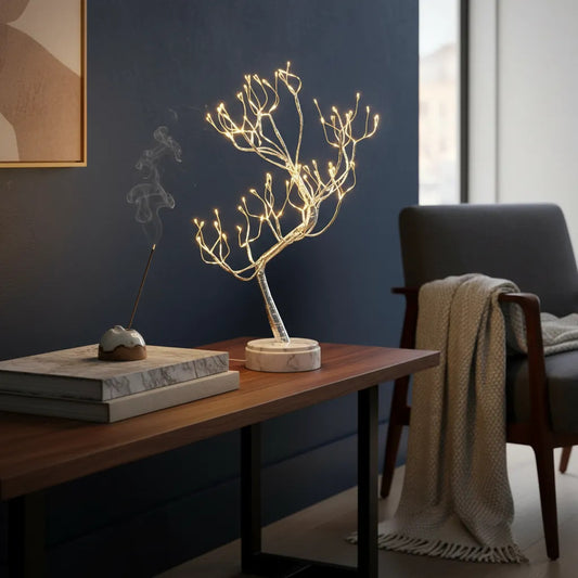 Lámpara Árbol LED De Mesa Premium – Luz Cálida Ambiental Para Decoración Y Hogar Casa Prática