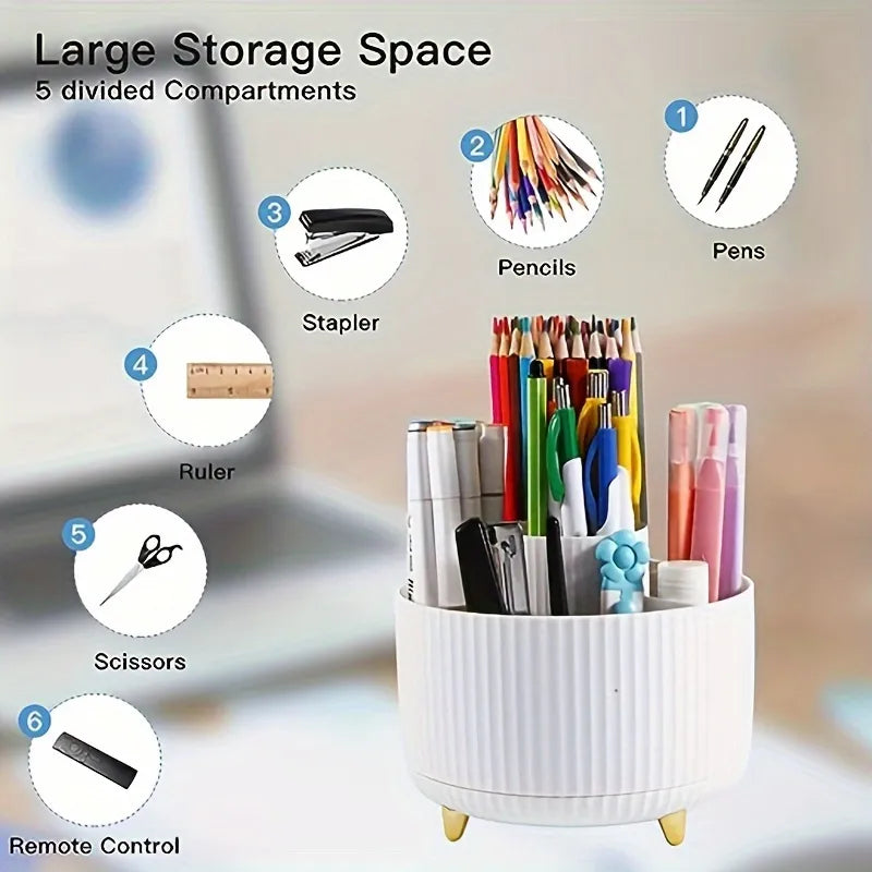 Organizador de Maquiagem Giratório 360° — Grande Capacidade para Batom, Pincéis e Cosméticos