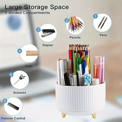 Organizador de Maquiagem Giratório 360° — Grande Capacidade para Batom, Pincéis e Cosméticos