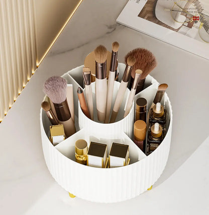 Organizador de Maquiagem Giratório 360° — Grande Capacidade para Batom, Pincéis e Cosméticos