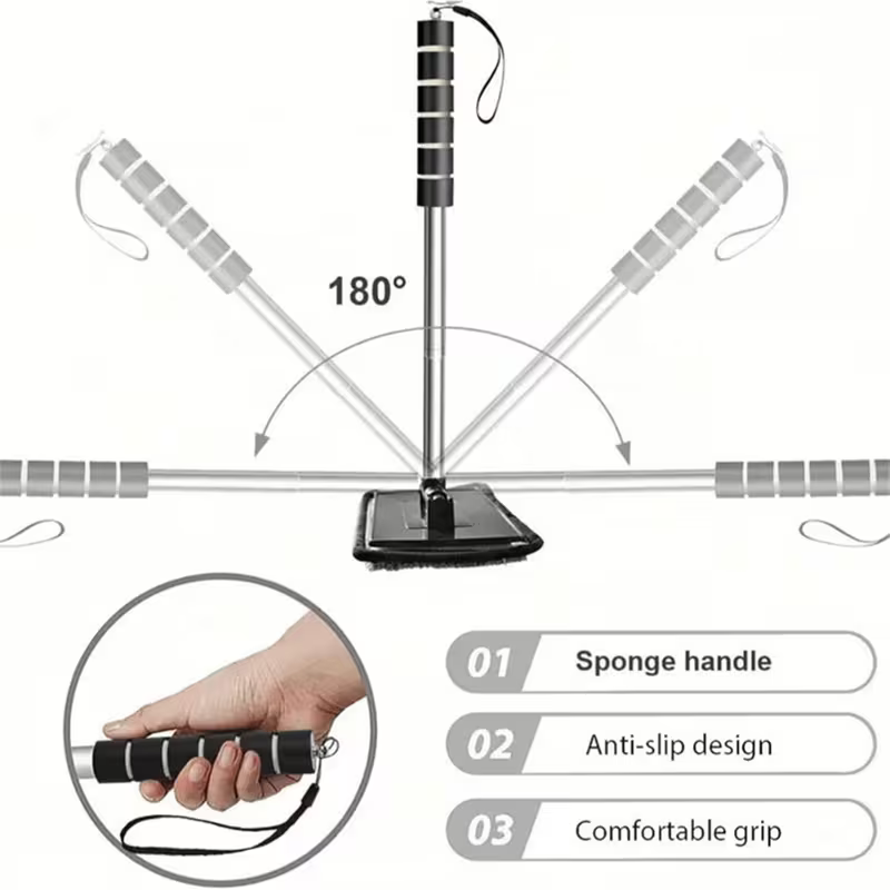 Mop Telescópico UltraReach™ 2 em 1 - Limpeza Fácil em Vidros, Carro e Casa