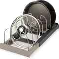 Organizador de Panelas Ajustável 7 Níveis – Rack Telescópico Multiuso para Armário e Cozinha