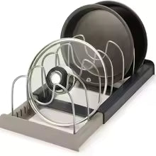 Organizador de Panelas Ajustável 7 Níveis – Rack Telescópico Multiuso para Armário e Cozinha