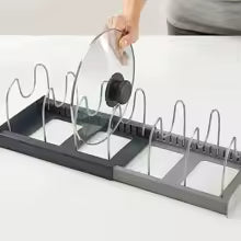 Organizador de Panelas Ajustável 7 Níveis – Rack Telescópico Multiuso para Armário e Cozinha