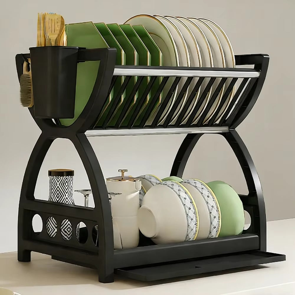 Escorredor de Louças Premium EliteRack™ 2 Andares - Cozinha Organizada e Elegante