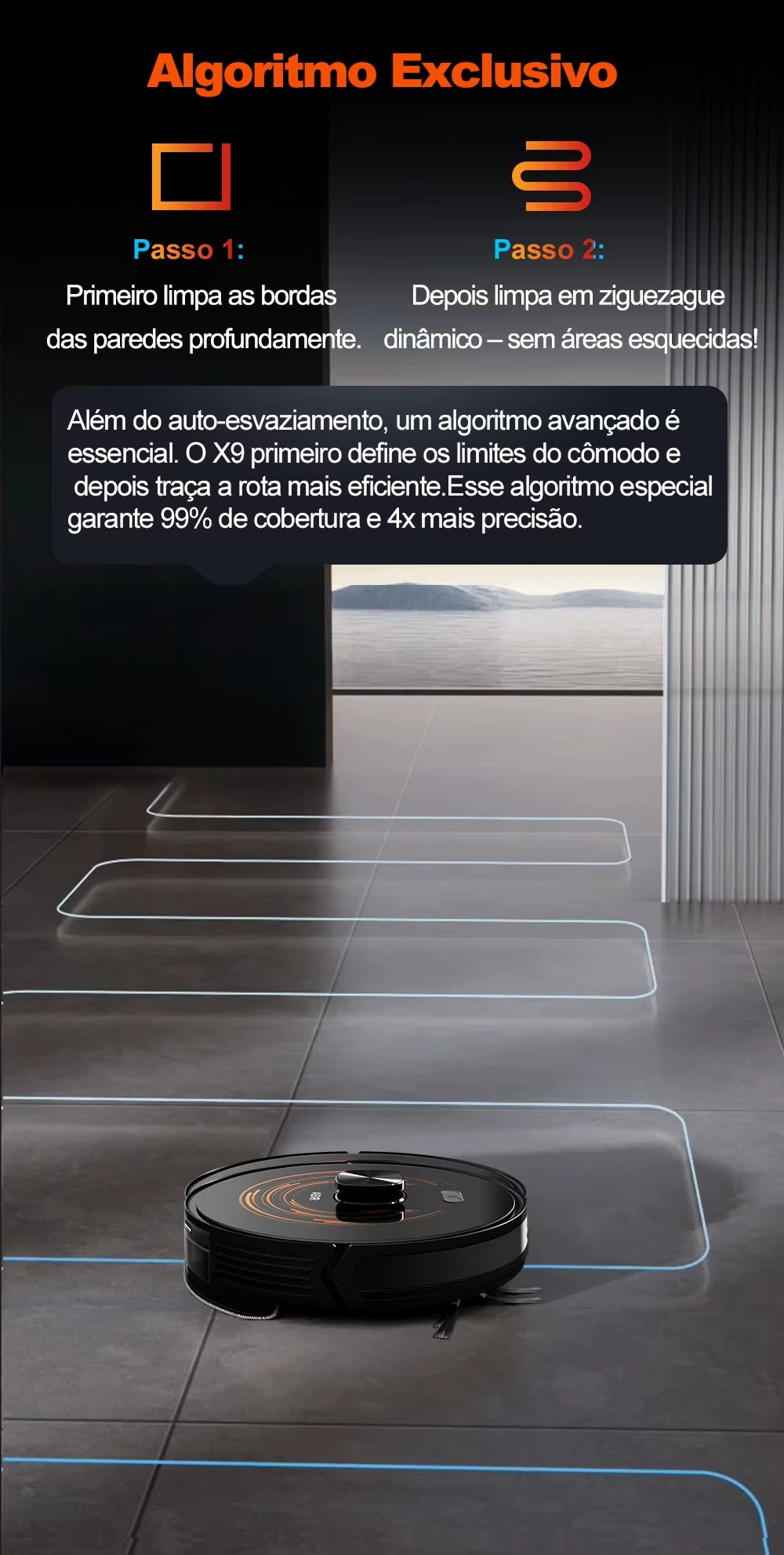 Robô Aspirador ABIR X9 | Lidar + SLAM, 6500Pa, Limpeza UV, Aspira e Passa Pano — Casa Inteligente
