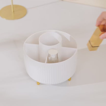 Organizador de Maquiagem Giratório 360° — Grande Capacidade para Batom, Pincéis e Cosméticos